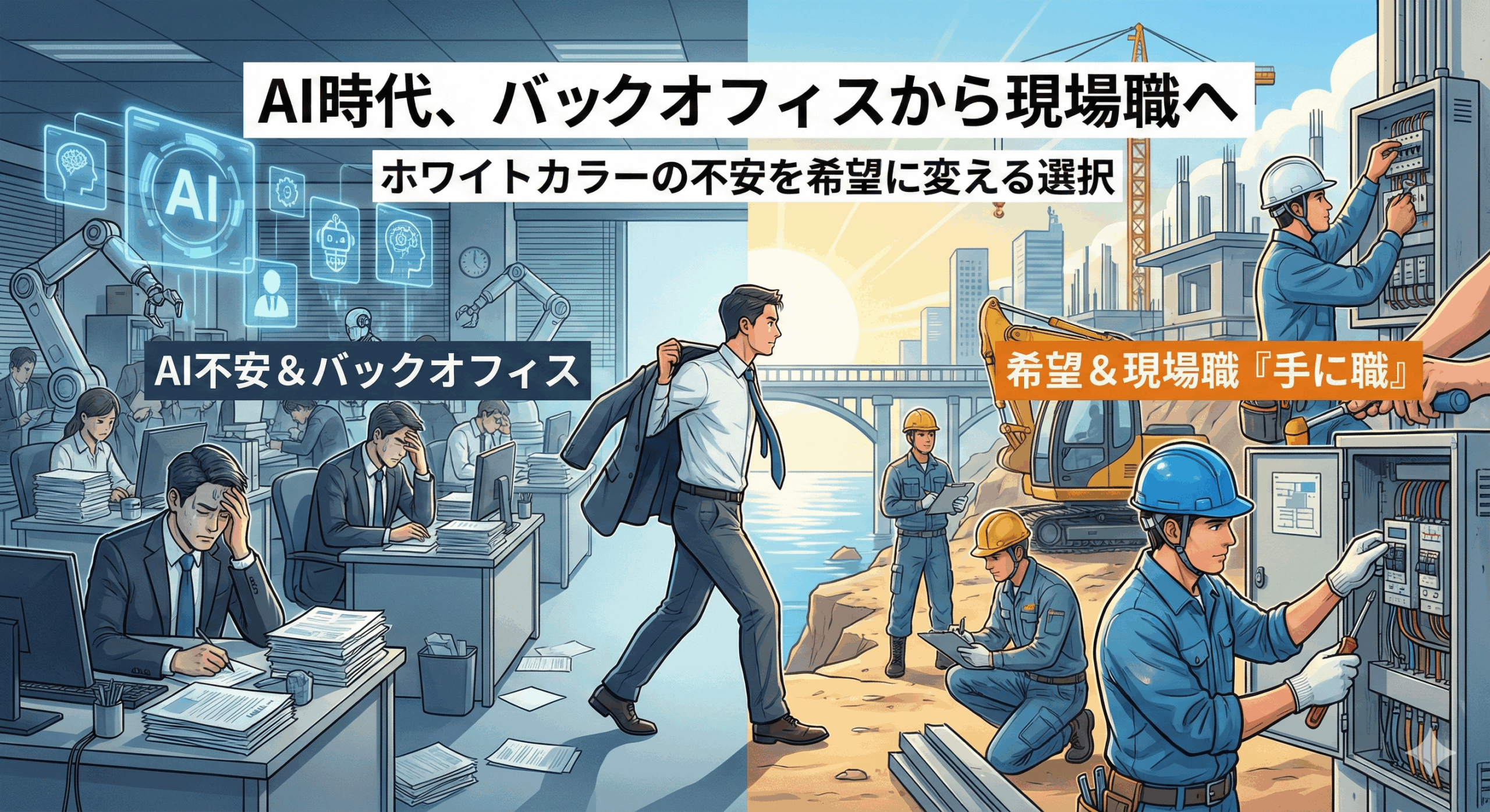 バックオフィスの将来性は？AI時代に「ホワイトカラーからブルーカラー」へ転職する人が急増している理由