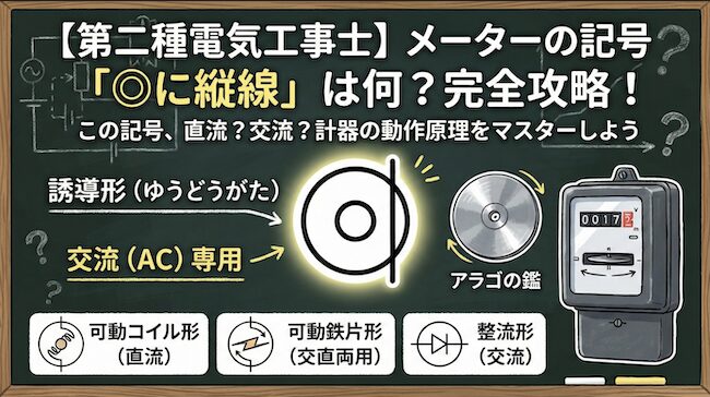 【第二種電気工事士】メーターの記号「◎に縦線」は何？計器の動作原理と使用回路を完全攻略