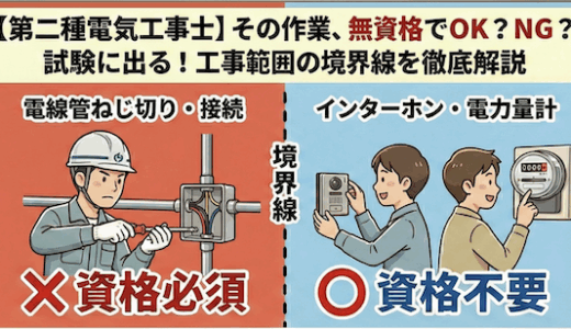 【第二種電気工事士】電線管をねじ切りし、電線管とボックスを接続する作業は無資格でやって大丈夫？電力量計の取り付け作業など資格が必要な工事・不要な工事の境界線を徹底解説