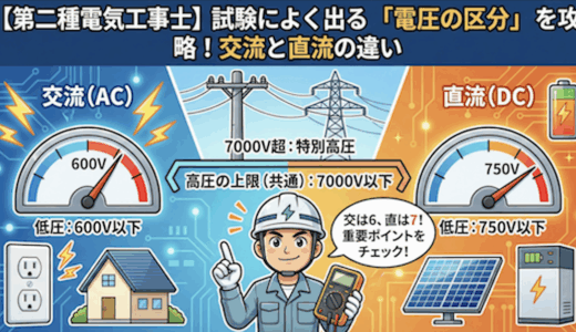 【第二種電気工事士】試験によく出る「電圧の区分」を攻略！交流と直流の違いを過去問で解説