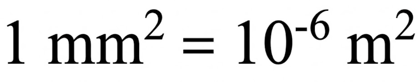 単位変換式 1mm2 = 10^-6 m2