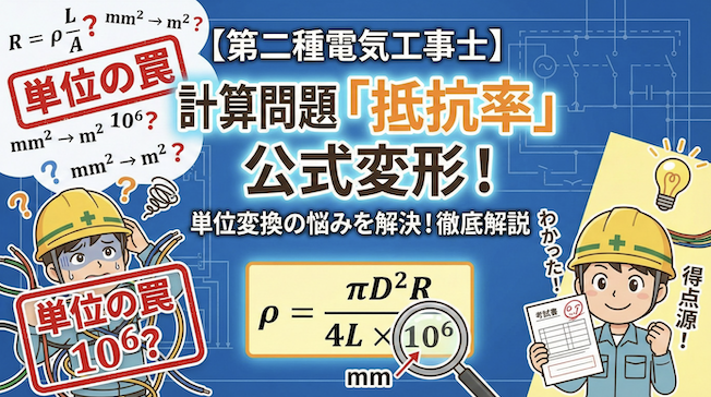 【第二種電気工事士】計算問題の「抵抗率」を求める公式変形！単位変換の悩みを解決する徹底解説