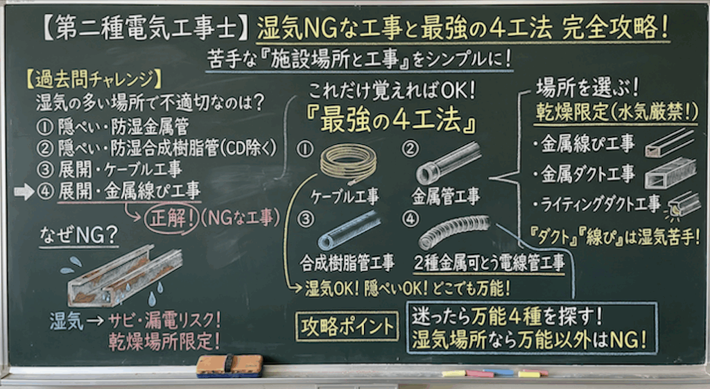 湿気NGな工事の黒板解説