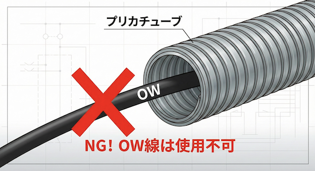 金属製可とう電線管のNG施工例や部材の図