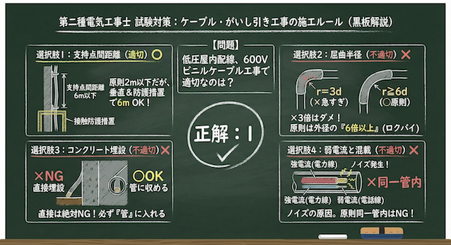 問題の正誤と各選択の図解説の黒板解説
