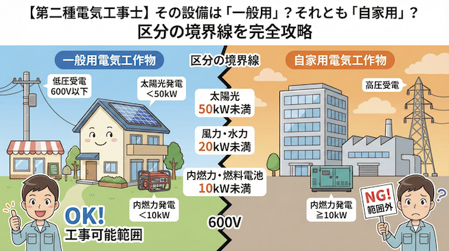 【第二種電気工事士】その設備は「一般用」？それとも「自家用」？区分の境界線を完全攻略
