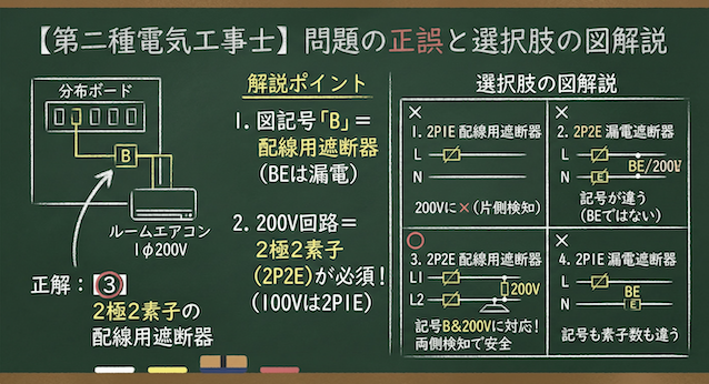問題の正誤と選択肢の図解説の黒板解説