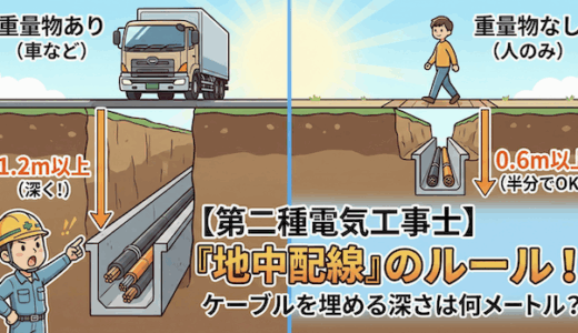【第二種電気工事士】地面の下を通す「地中配線」のルールを徹底解説！ケーブルを埋める深さは何メートル？
