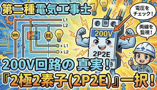 【第二種電気工事士】配線用遮断器の選び方を徹底解説！200V回路に必要な「極数・素子数」はどれ？