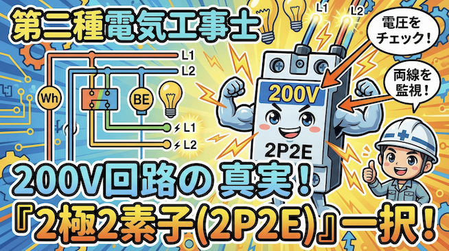 【第二種電気工事士】配線用遮断器の選び方を徹底解説！200V回路に必要な「極数・素子数」はどれ？