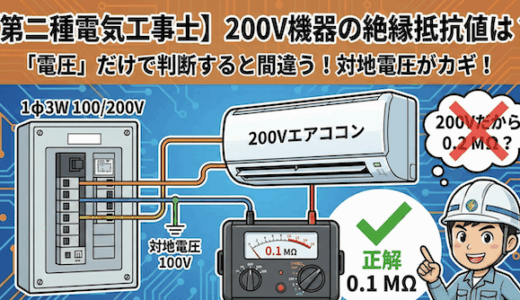 【第二種電気工事士】200V機器の絶縁抵抗値は？「電圧」だけで判断すると間違う配線図問題を徹底解説