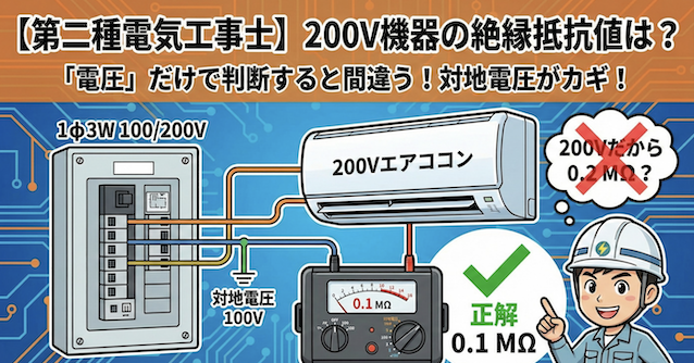 【第二種電気工事士】200V機器の絶縁抵抗値は？「電圧」だけで判断すると間違う配線図問題を徹底解説