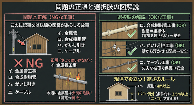 問題の正誤と選択肢の図解説の黒板解説

