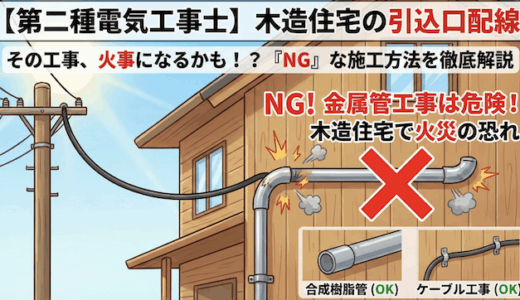 【第二種電気工事士】電信柱から引込口の配線工事を徹底解説！木造住宅で「NG」な施工方法は？