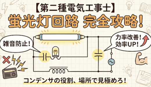 【第二種電気工事士】蛍光灯回路の図記号を完全攻略！コンデンサの役割と見分け方