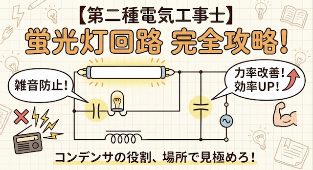 【第二種電気工事士】蛍光灯回路の図記号を完全攻略！コンデンサの役割と見分け方