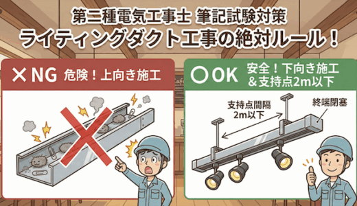 【第二種電気工事士】金属線ぴ・各種ダクト工事の施工ルール！ライティングダクトの禁止事項と支持点間隔を徹底解説