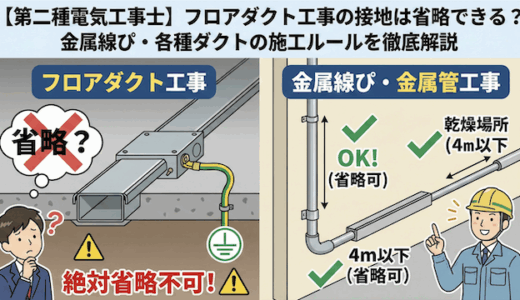 【第二種電気工事士】フロアダクト工事の接地は省略できる？金属線ぴ・各種ダクトの施工ルールを徹底解説