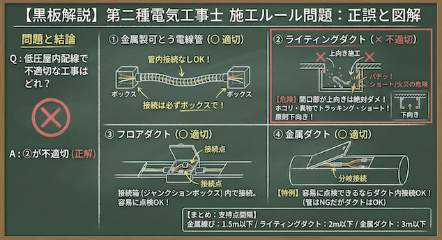 問題の正誤と各選択肢の図解説の黒板解説
