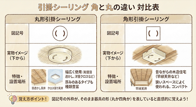 角と丸の違いの対比表

