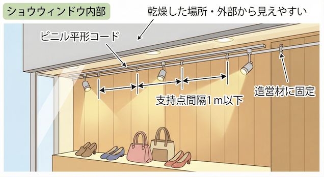 支持点間隔1m以下の図解イラスト