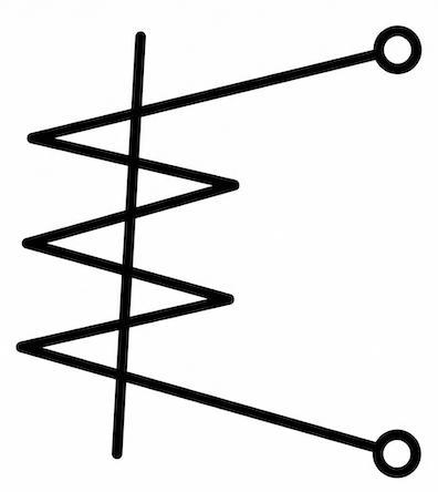 「可動鉄片形（コイルと棒）」の記号画像