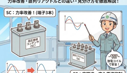 【電気工事士】高圧進相コンデンサ(SC)の役割と正解の見分け方！力率改善と直列リアクトルまで徹底解説