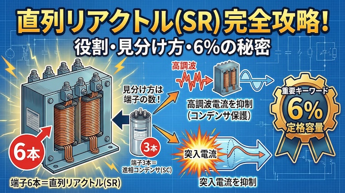 【電気工事士】直列リアクトル(SR)の役割と見分け方！進相コンデンサとの違いや6%の定格を徹底解説