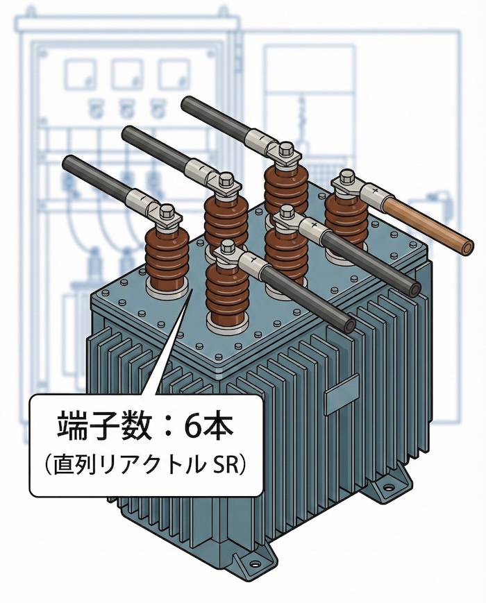 直列リアクトル（端子6本）の拡大図