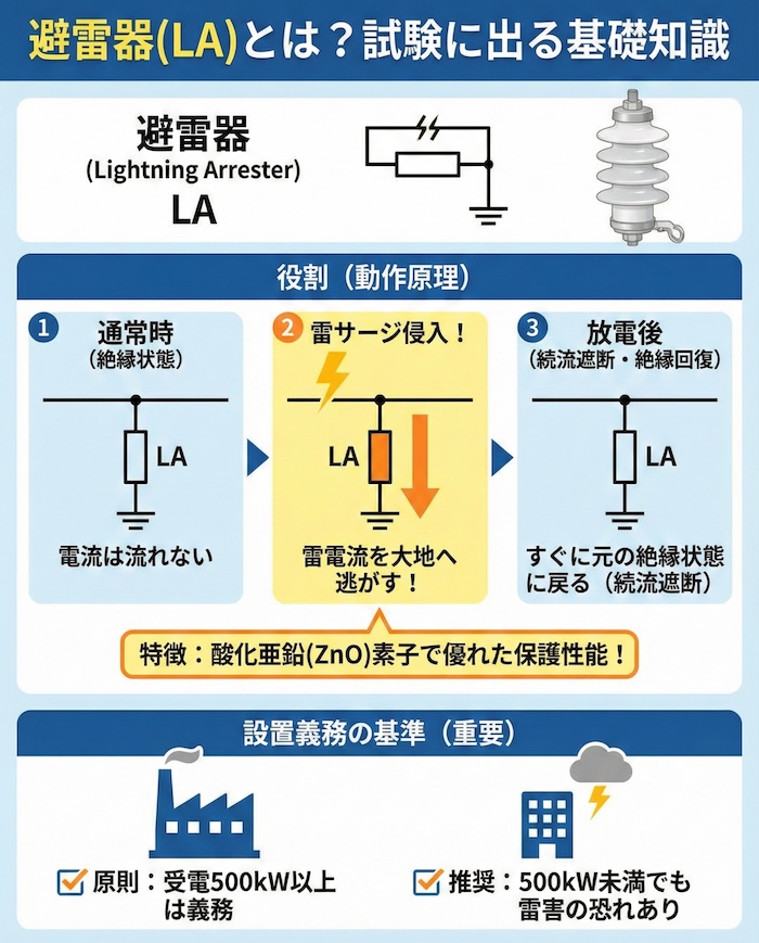 避雷器（LA）とは？試験に出る基礎知識