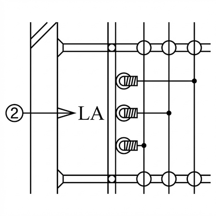 高圧受電設備の単線結線図。引込口付近にLAが設置され、アースに接続されている図
