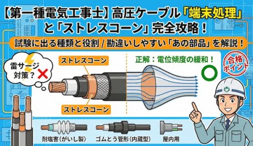【第一種電気工事士】高圧ケーブルの「端末処理」と「ストレスコーン」を完全攻略！試験に出る種類と役割