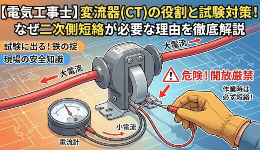 【電気工事士】変流器(CT)の役割と試験対策！二次側短絡が必要な理由を徹底解説