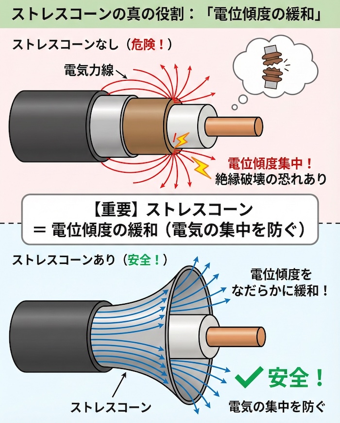 ストレスコーンの真の役割：「電位傾度の緩和」