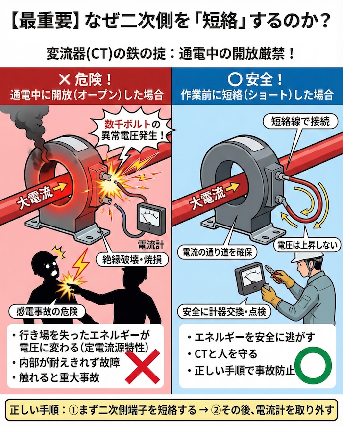【最重要】なぜ二次側を「短絡」するのか？