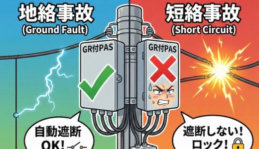 【電気工事士】GR付PAS（地絡継電装置付高圧交流負荷開閉器）徹底解説！短絡で遮断しない理由と波及事故防止