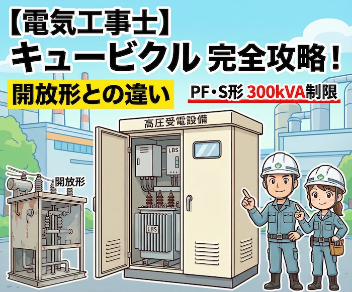 【電気工事士】高圧受電設備「キュービクル」完全攻略！開放形との違いやPF・S形300kVA制限とは？