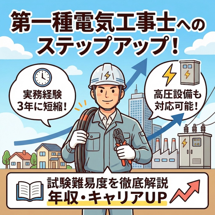 第一種電気工事士へのステップアップ！実務経験の短縮や試験難易度を徹底解説