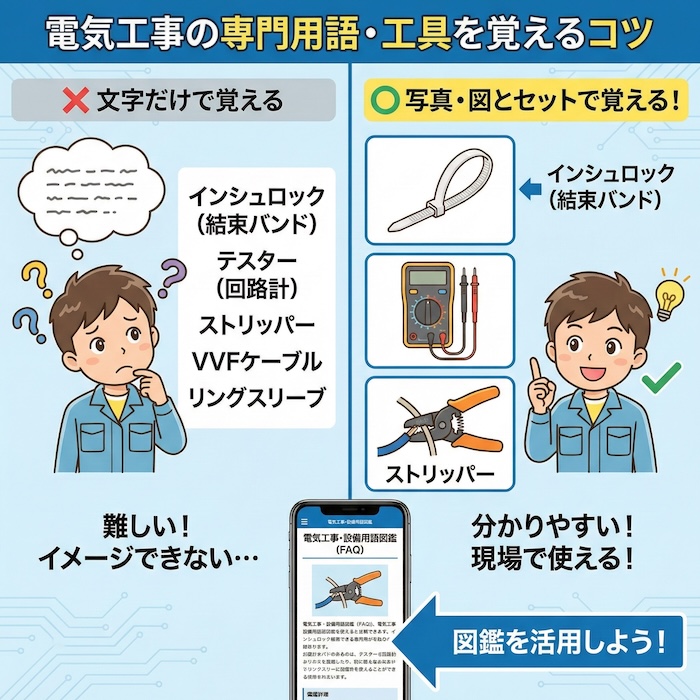 電気工事の専門用語や工具を覚えるコツ