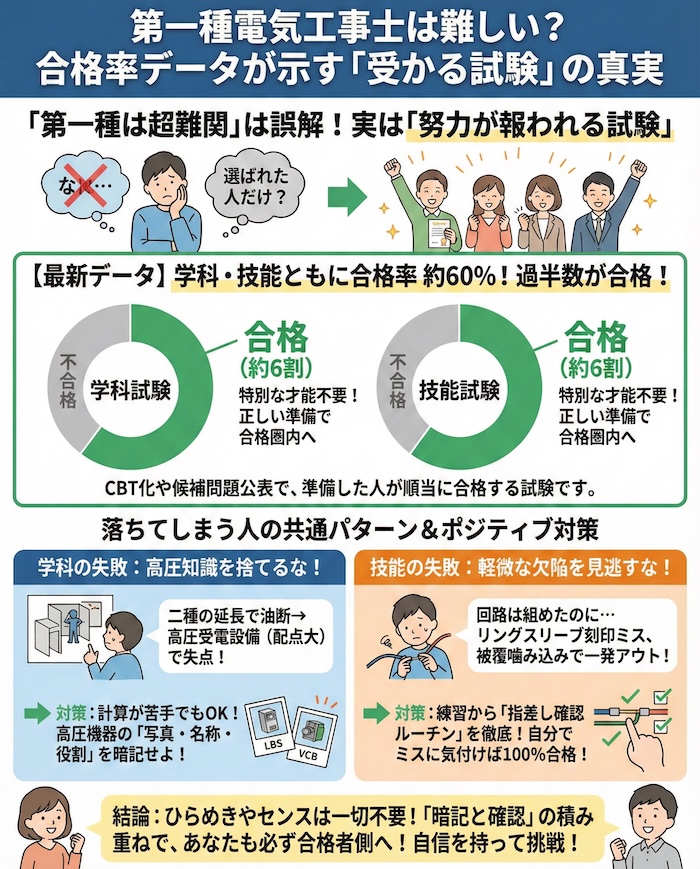 第一種電気工事士は難しい？ 合格率データが示す「受かる試験」の真実