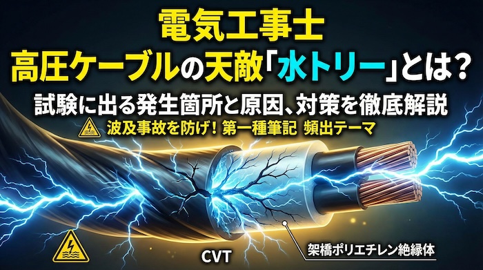 【電気工事士】高圧ケーブルの天敵「水トリー」とは？試験に出る発生箇所と原因、対策を徹底解説