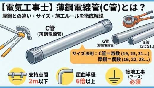 【電気工事士】薄鋼電線管(C管)とは？厚鋼との違い・サイズ・施工ルールを徹底解説