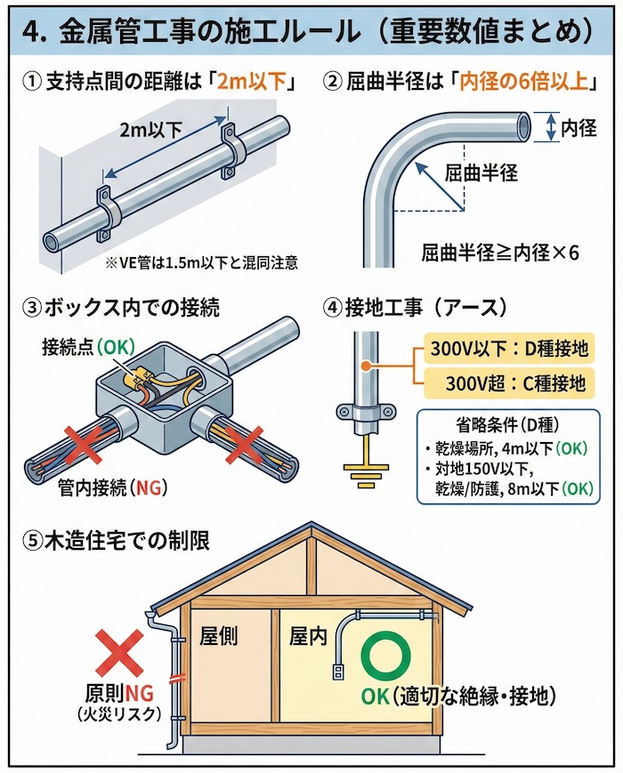 金属管工事の施工ルール(重要数値まとめ)