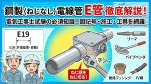 【電気工事士試験】鋼製（ねじなし）電線管「E管」を徹底解説！図記号からねじ切る施工のルールまで