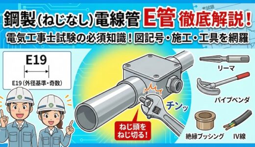 【電気工事士試験】鋼製（ねじなし）電線管「E管」を徹底解説！図記号からねじ切る施工のルールまで
