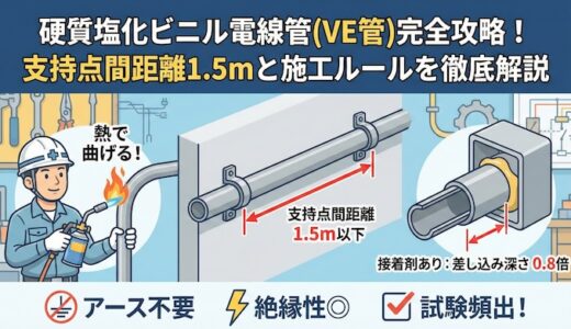 【電気工事士】硬質塩化ビニル電線管(VE管)を完全攻略！支持点間距離1.5mと施工ルールを徹底解説