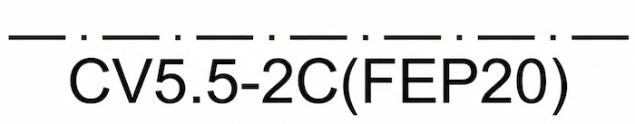配線図の一部。一点鎖線で地中配線が描かれ、傍記に(FEP)と書かれている図