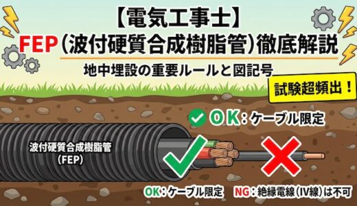 【電気工事士】波付硬質合成樹脂管(FEP)とは？地中埋設の重要ルールと図記号を徹底解説
