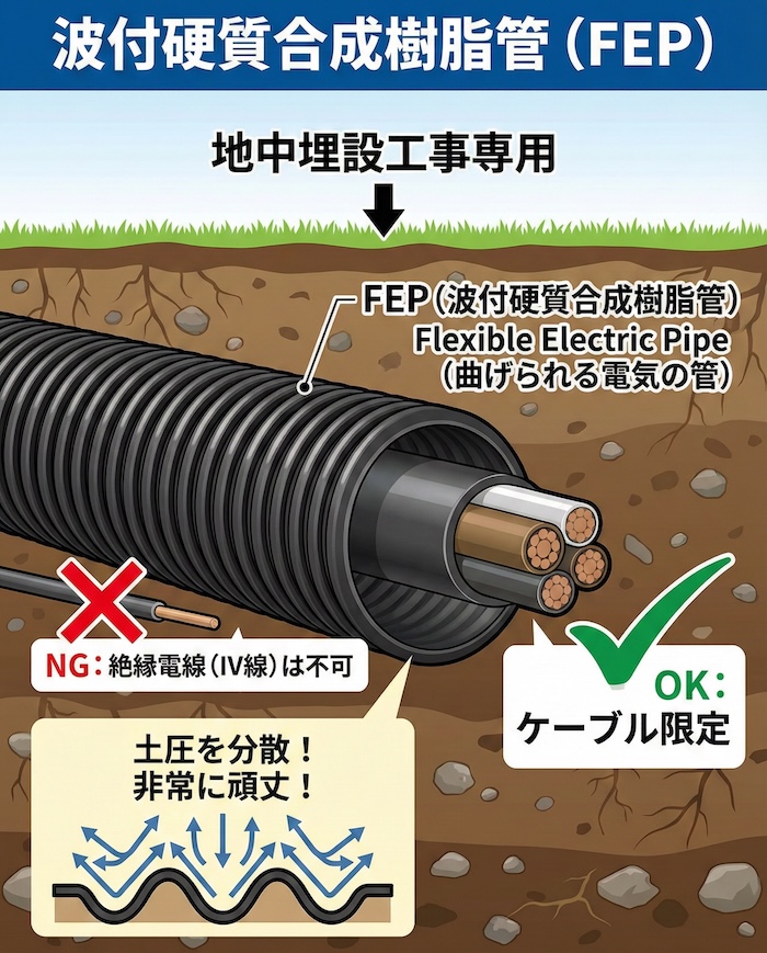 波付硬質合成樹脂管 (FEP) とは？
