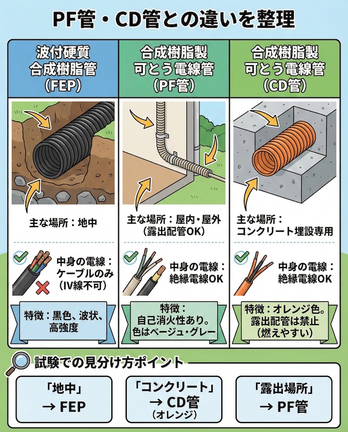 PF管・CD管との違いを整理